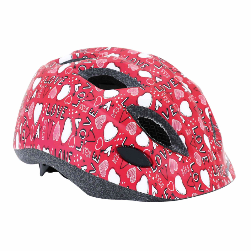 CASQUE VELO ENFANT POLISPORT JUNIOR LOVE ROSE TAILLE 52-56CM AVEC MOLETTE ET ECLAIRAGE LED (VENDU SUR CARTE)