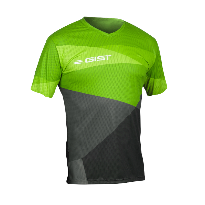 MAILLOT GIST HOMME MANCHES COURTES G-OUT GRAVEL - VTT VERT-NOIR L  -5362-