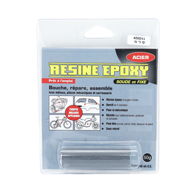 EPOXY RESINE-COLLE BLISTER PRESSOL 50G  ACIER 145X30MM (VENDU A L'UNITE)