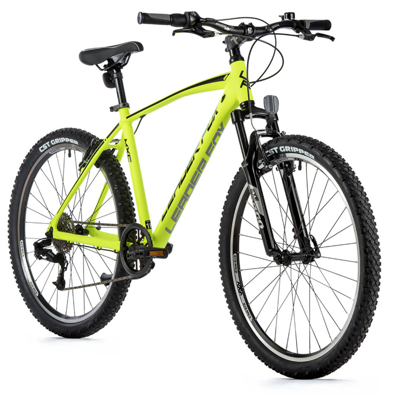 VELO MUSCULAIRE VTT 26 LEADER FOX MXC HOMME JAUNE FLUO 8V CADRE 16 POUCES (TAILLE ADULTE 160 à 168 CM)