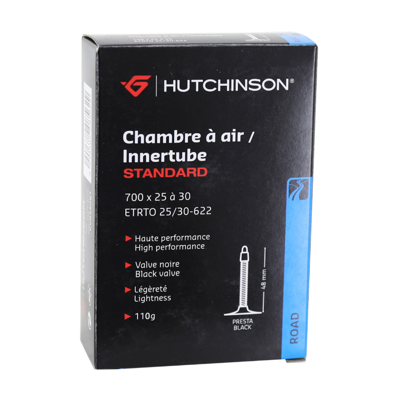 CHAMBRE A AIR VELO 700 X 25-30 HUTCHINSON VALVE PRESTA NOIR 48MM