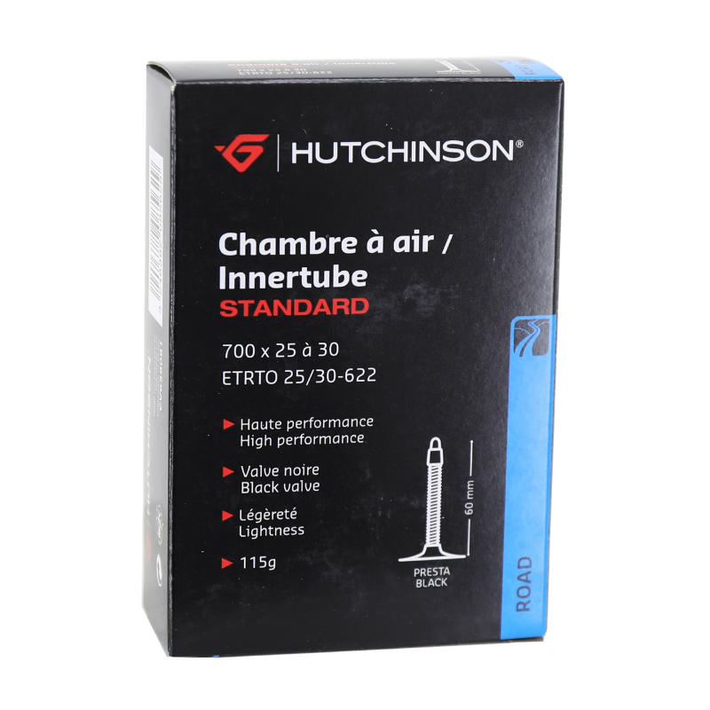 CHAMBRE A AIR VELO 700 X 25-30 HUTCHINSON VALVE PRESTA NOIR 60MM