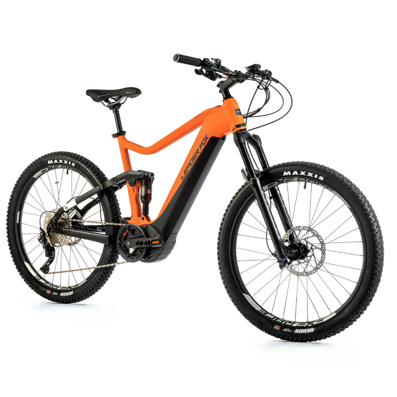 VELO ELECTRIQUE-VAE VTT 27,5 LEADER FOX ARRAN TOUT SUSPENDU HOMME ORANGE NEON 10V MOTEUR CENTRAL PANASONIC GX ULTIMATE 36V 90NM BATTERIE 20AH (CADRE 16'' - H42CM - S - ADULTE DE 158CM à 168CM)