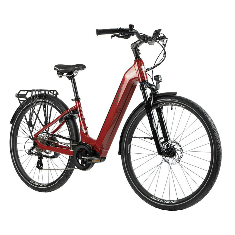 VELO ELECTRIQUE-VAE CITY 28 LEADER FOX SAGA MIXTE ROUGE TIGRE 8V MOTEUR CENTRAL BAFANG M300 36V 80NM BATTERIE 15AH (16,5'' - H43CM - TAILLE S - POUR ADULTE DE 158CM à 168CM)