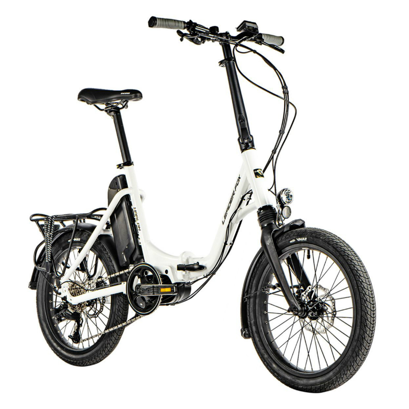 VELO ELECTRIQUE-VAE PLIANT CITY 20 LEADER FOX HARLAN MIXTE BLANC 8V MOTEUR CENTRAL BAFANG M300 36V 80NM BATTERIE 14AH