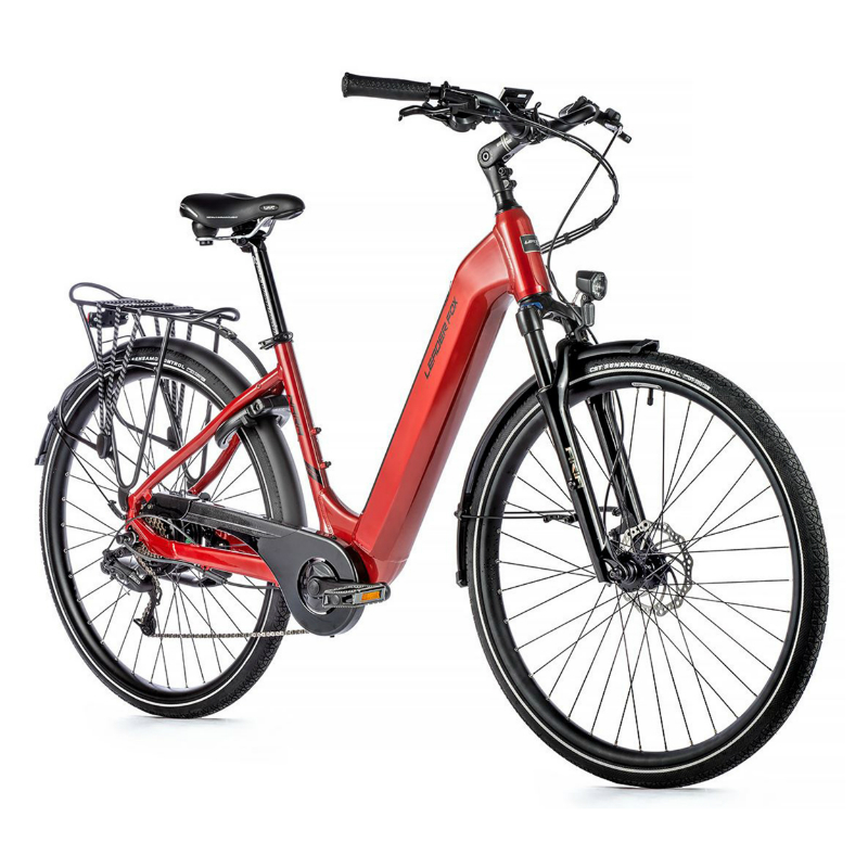 VELO ELECTRIQUE-VAE CITY 28 LEADER FOX NARA MIXTE ROUGE 7V MOTEUR ROUE AR BAFANG 36V 45NM BATTERIE 15AH (16,5'' - H43CM - TAILLE S - POUR ADULTE DE 158CM à 168CM)