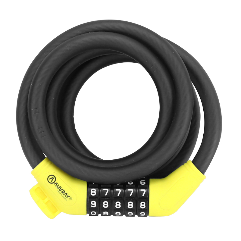 ANTIVOL VELO SPIRAL A COMBINAISON AUVRAY DIAM 12 MM L 1.50 M NOIR MAT (AVEC SUPPORT)