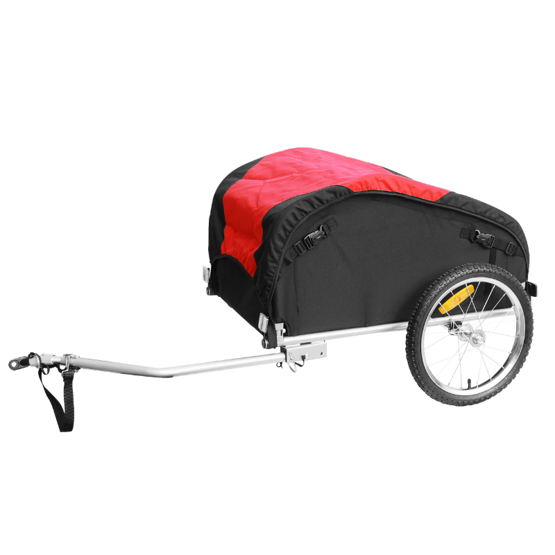 REMORQUE VELO UTILITAIRE MAXI 45KG (DIMENSIONS L75XL53XH42) AVEC ROUES 16" FIXATION AXE DE ROUE - REMORQUE LIVREE AVEC BACHE, DRAPEAU SECURITE ET REFLECTEURS