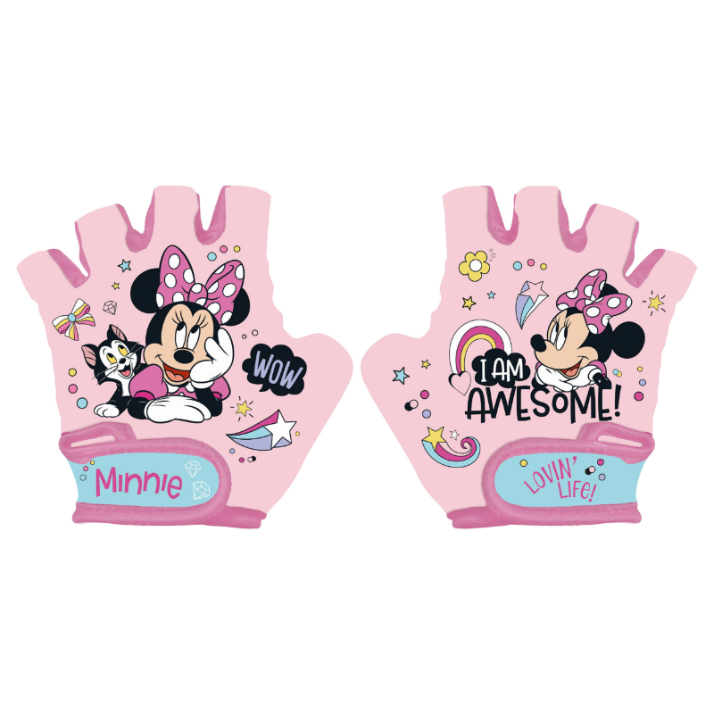 GANTS VELO COURT ENFANT DISNEY MINNIE ROSE CLAIR(PAIRE SUR CARTE)