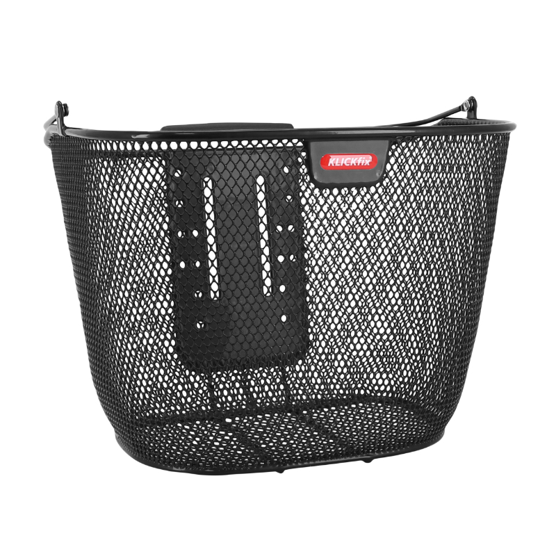 PANIER AVANT ACIER NID ABEILLE KLICKFIX 18L NOIR AVEC ANSE FIXATION SUR CINTRE (36X28X27CM) AVEC PLATINE PLASTIQUE (LIVRE SANS FIXATION)