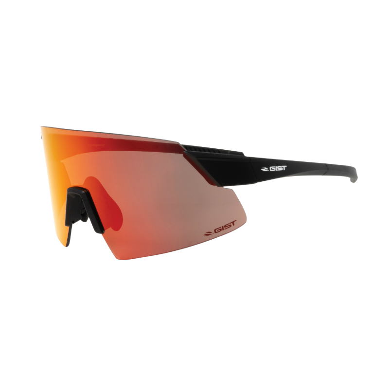 LUNETTES VELO ADULTE GIST TOCK MONTURE NOIR 3 VERRES INTERCHANGEABLES ROUGE-TRANSPARENT-ORANGE ECLAIRANT - PROTECTION 100% UV - UVA - UVB - (VERRE CAT 3)