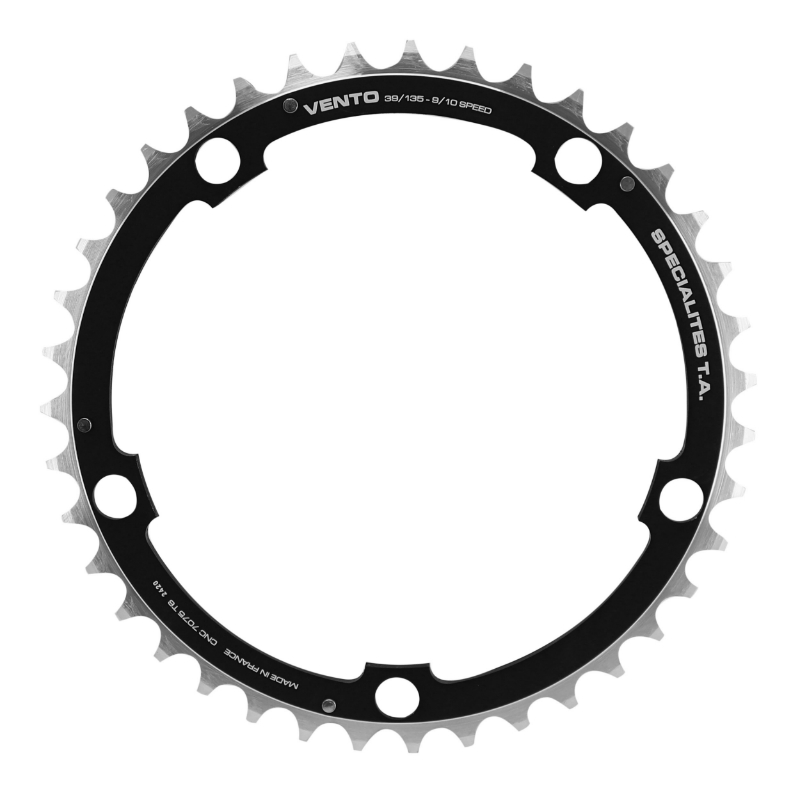 PLATEAU ROUTE 5BRA D.135 TA VENTO TRIPLE 39DTS MILIEU NOIR ALU 7075 TYPE CAMPAGNOLO 9-10V.