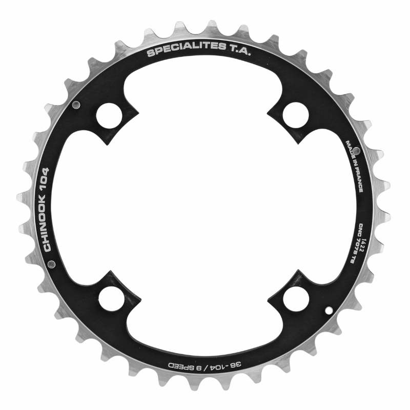 PLATEAU VTT 4BRA D.104 TA CHINOOK TRIPLE 36DTS MILIEU NOIR ALU 8-9V.