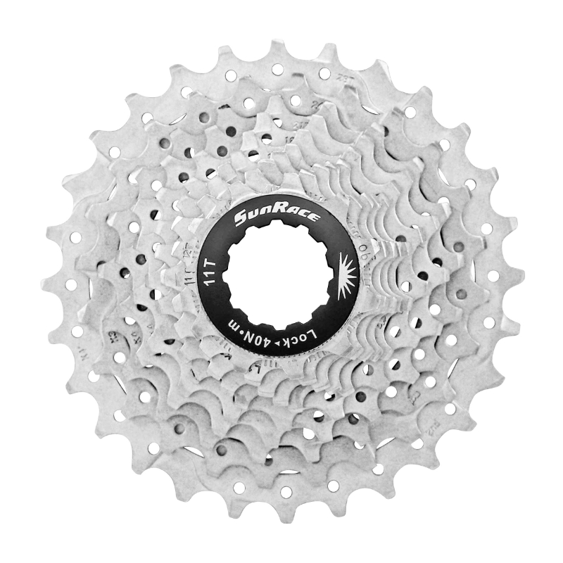 CASSETTE 10V. SUNRACE RS0 11-28 ROUTE POUR SHIMANO (NIVEAU 105) METALLIC SILVER (LIVRE EN BOITE) (11-12-13-14-15-17-19-21-24-28)