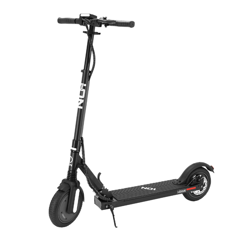 TROTTINETTE ELECTRIQUE I-RAW NOIR ROUES 8.5 POUCES MOTEUR 36V 350W BRUSHLESS BATTERIE LITHIUM-ON 36V 7.5AH 270WH SUSPENSION AV- FREIN DISQUE AR (DISPLAY LCD ECLAIRAGE LED) HOMOLOGUE EN14619  - I-ON -