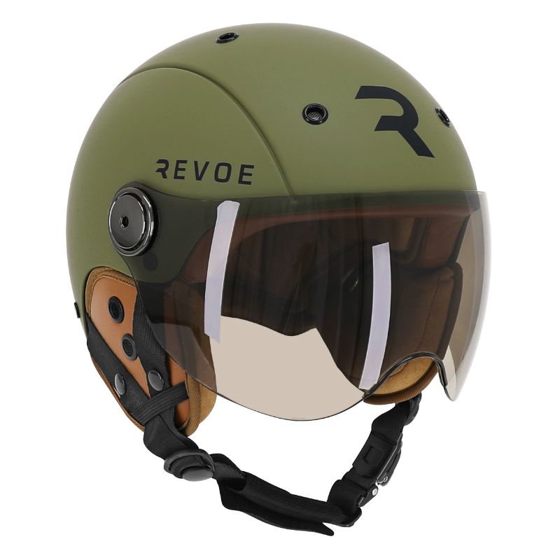 CASQUE VELO ADULTE REVOE PREMIUM URBAIN-CITY KAKI MAT TAILLE 55-56 VISIERE REGLABLE, PROTECTION OREILLE AMOVIBLE (VENDU EN BOITE) COMPATIBLE EBIKE ET TROTTINETTE - HOMOLOGATION EN1078+A1