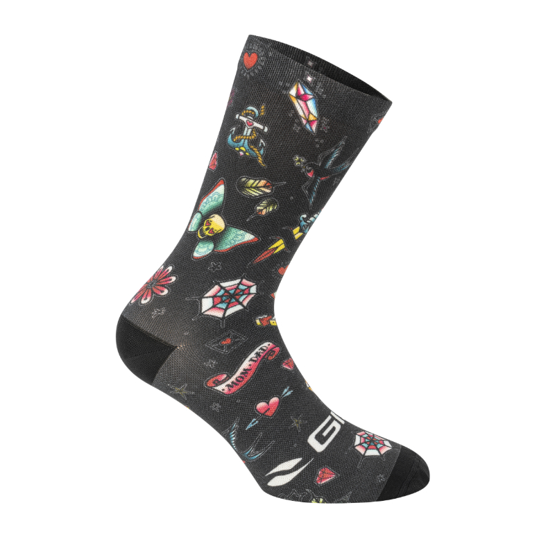 CHAUSSETTES-SOCQUETTES ETE GIST TRENDY TATOO NOIR 38-42 ECOLOGIQUE - HAUTEUR 20CM (PAIRE)   -5863