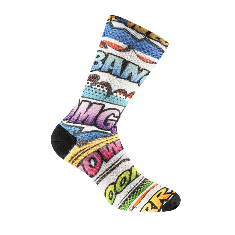 CHAUSSETTES-SOCQUETTES ETE GIST COMICS BANG MULTICOLOR 38-42 ECOLOGIQUE - HAUTEUR 16CM (PAIRE)   -5863