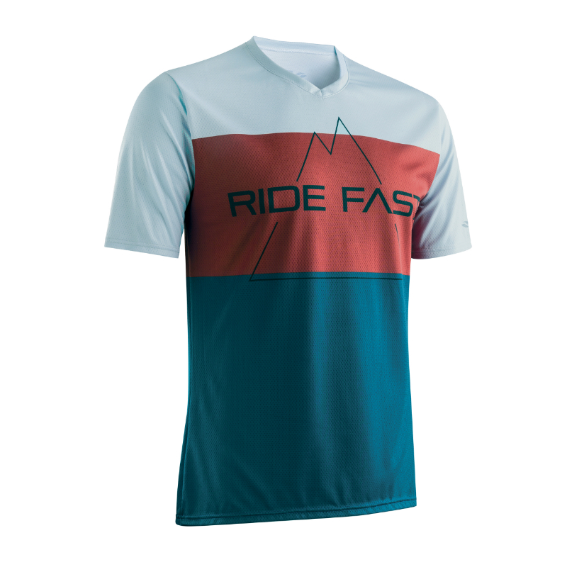 MAILLOT GIST VTT HOMME HILLS MANCHES COURTE BLEU-ROUGE-BLANC XL    -5365