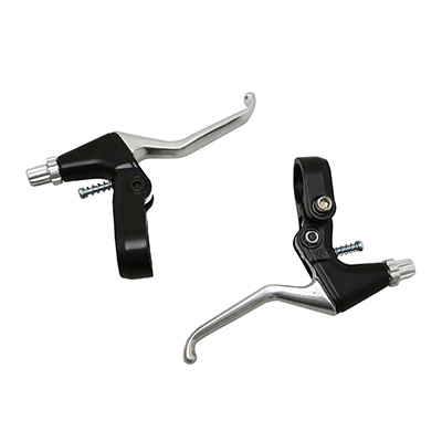 LEVIER DE FREIN VTT-VTC V-BRAKE 3 DOIGTS NEWTON ALU ARGENT-NOIR (PAIRE SUR CARTE) LEVIER DE FREIN VTT-VTC V-BRAKE 3 DOIGTS NEWTON ALU ARGENT-NOIR (PAIRE SUR CARTE)