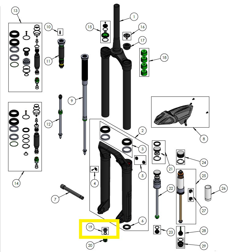 DVO REBOUND FOOT NUT, DIAMOND 36 D1 | ONYX 38 D1|D2|WP DVO REBOUND FOOT NUT, DIAMOND 36 D1 | ONYX 38 D1|D2|WP