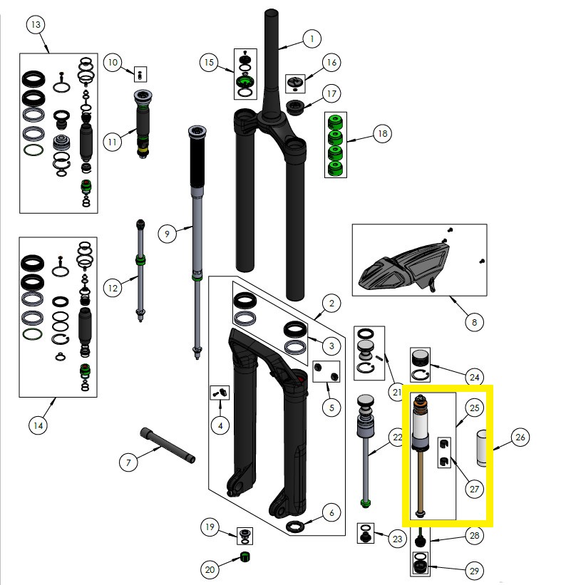 DVO AIR SHAFT ASSEMBLY OTT, 160-180MM, 29", ONYX 38 D1 OTT DVO AIR SHAFT ASSEMBLY OTT, 160-180MM, 29", ONYX 38 D1 OTT