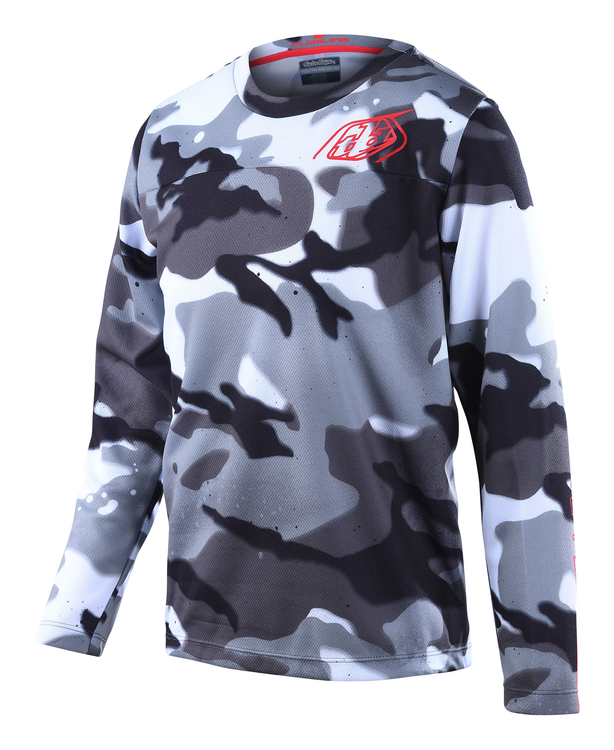 TROY LEE DESIGNS FLOWLINE LS JERSEY, SPRAY CAMO, WHITE, YOUTH, S / YOUTH TROY LEE DESIGNS FLOWLINE LS JERSEY, SPRAY CAMO, WHITE, YOUTH, S / YOUTH