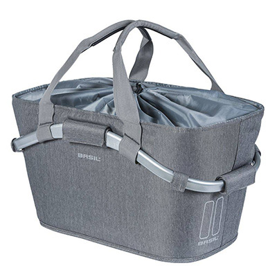 PANIER ARRIERE TOILE BASIL 2DAY 22L GRIS CLAIR AVEC ANSE FIXATION CLIP AUTOMATIQUE SUR PORTE BAGAGE SYSTEME MIK (COMPATIBLE AVEC 157030 INCLUS) - (SI PAS FOURNI SUR LE VELO, AJOUTER 155681) PANIER ARRIERE TOILE BASIL 2DAY 22L GRIS CLAIR AVEC ANSE FIXATION CLIP AUTOMATIQUE SUR PORTE BAGAGE SYSTEME MIK (COMPATIBLE AVEC 157030 INCLUS) - (SI PAS FOURNI SUR LE VELO, AJOUTER 155681)