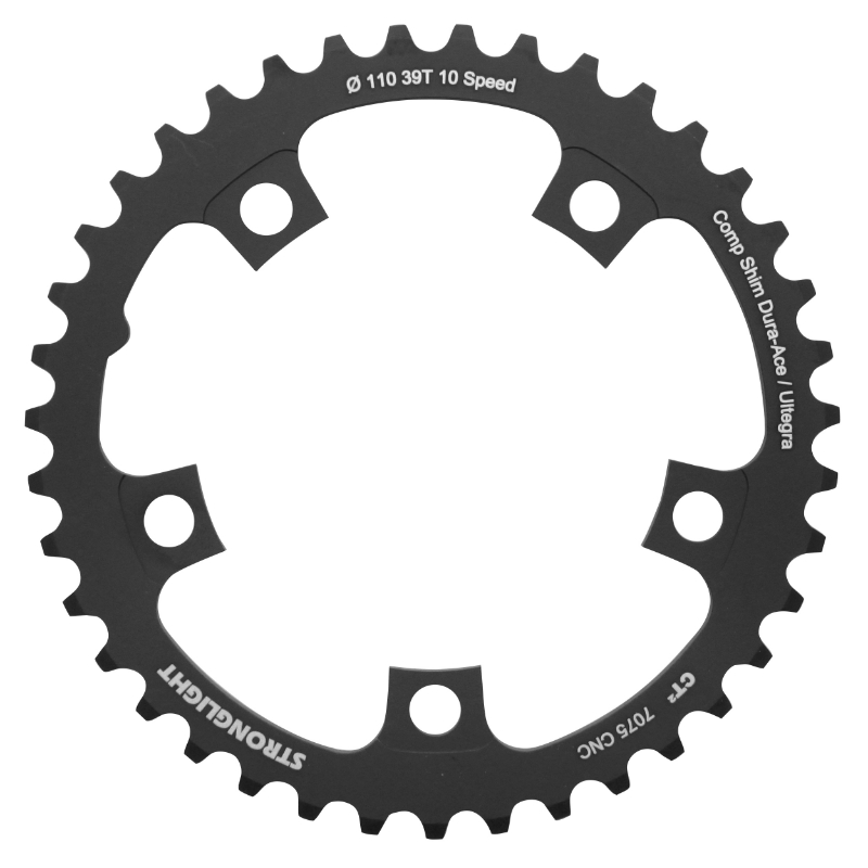PLATEAU ROUTE 5BRA D.110 POUR SHIMANO ULTEGRA 6750 STRONGLIGHT 39DTS INTERIEUR NOIR CT2 10V. PLATEAU ROUTE 5BRA D.110 POUR SHIMANO ULTEGRA 6750 STRONGLIGHT 39DTS INTERIEUR NOIR CT2 10V.