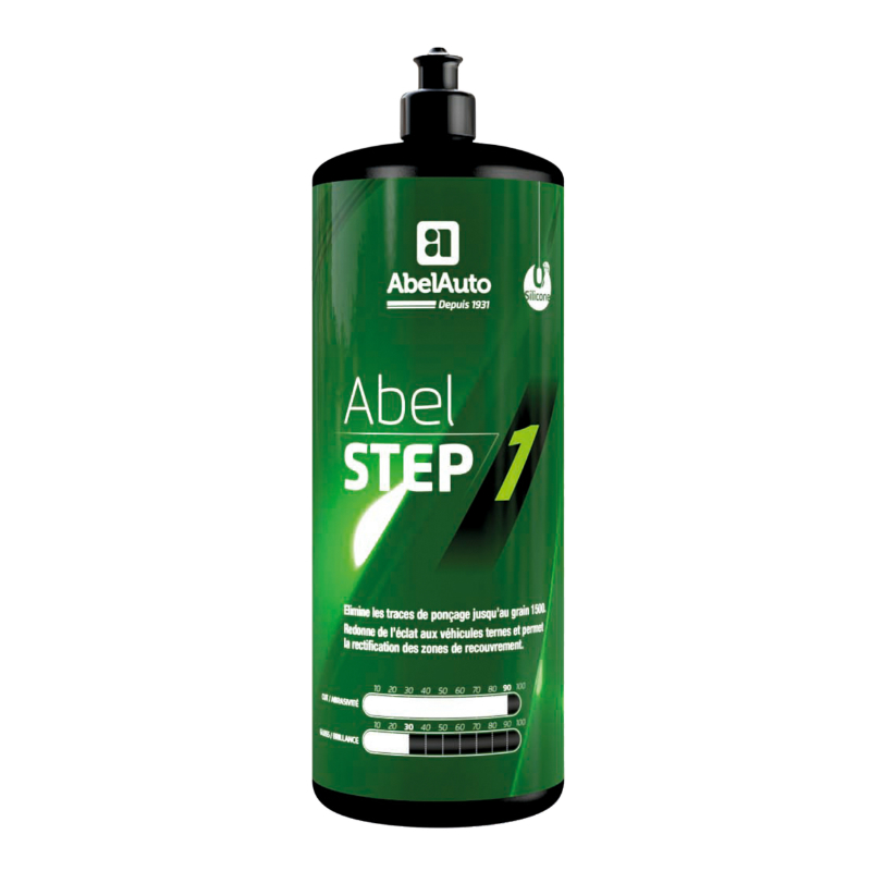 POLISH CARROSSERIE ABEL AUTO STEP 1 1L ABRASIVITE 90, BRILLANCE 30 (MARQUE FRANCAISE) -GAMME PROFESSIONNELLE- POLISH CARROSSERIE ABEL AUTO STEP 1 1L ABRASIVITE 90, BRILLANCE 30 (MARQUE FRANCAISE) -GAMME PROFESSIONNELLE-