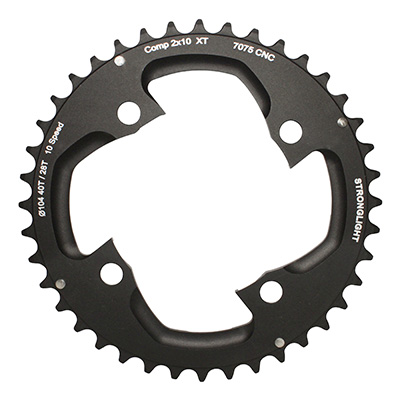 PLATEAU VTT 4BRA D.104 POUR SHIMANO XT M785 STRONGLIGHT DOUBLE 40DTS EXTERIEUR NOIR (POUR INTERIEUR 28DTS) NON FILETE - EPAISSEUR 5MM 10V. PLATEAU VTT 4BRA D.104 POUR SHIMANO XT M785 STRONGLIGHT DOUBLE 40DTS EXTERIEUR NOIR (POUR INTERIEUR 28DTS) NON FILETE - EPAISSEUR 5MM 10V.