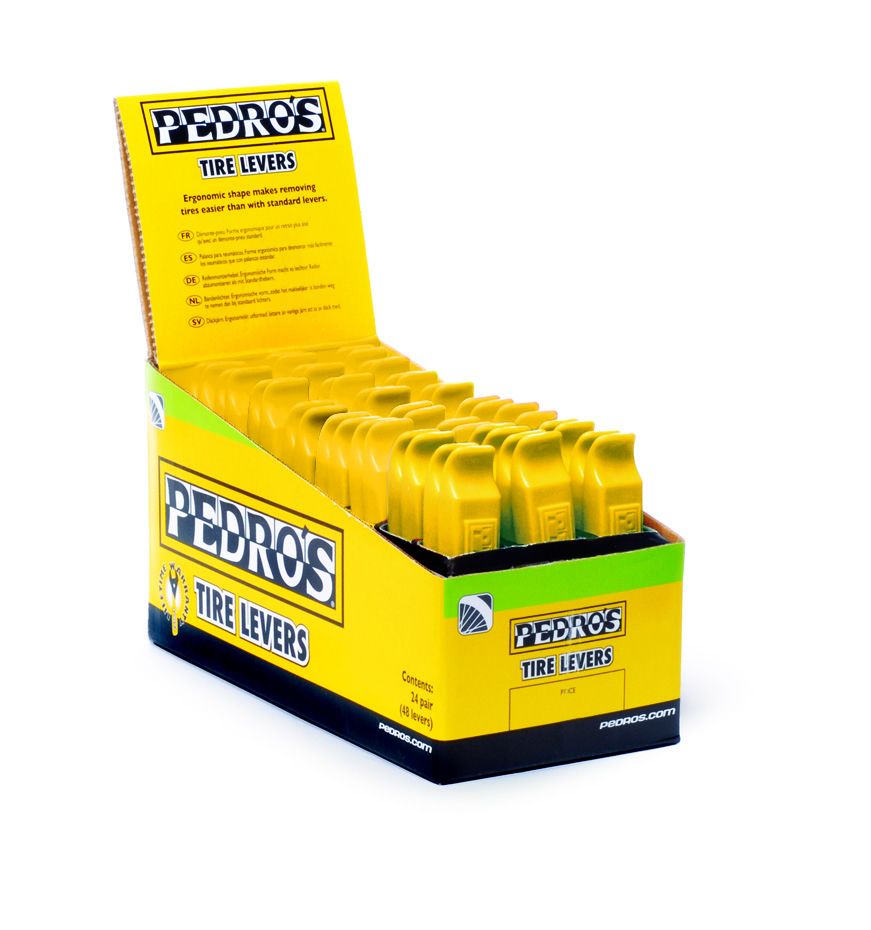 PEDRO´S TIRE LEVER DISPLAY, 24 PCS., YELLOW PEDRO´S TIRE LEVER DISPLAY, 24 PCS., YELLOW
