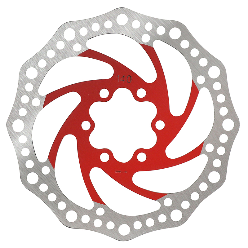 DISQUE DE FREIN TROTTINETTE 6 TROUS DIAM 140MM ARGENT-ROUGE (WAVES) -SELECTION P2R- DISQUE DE FREIN TROTTINETTE 6 TROUS DIAM 140MM ARGENT-ROUGE (WAVES) -SELECTION P2R-