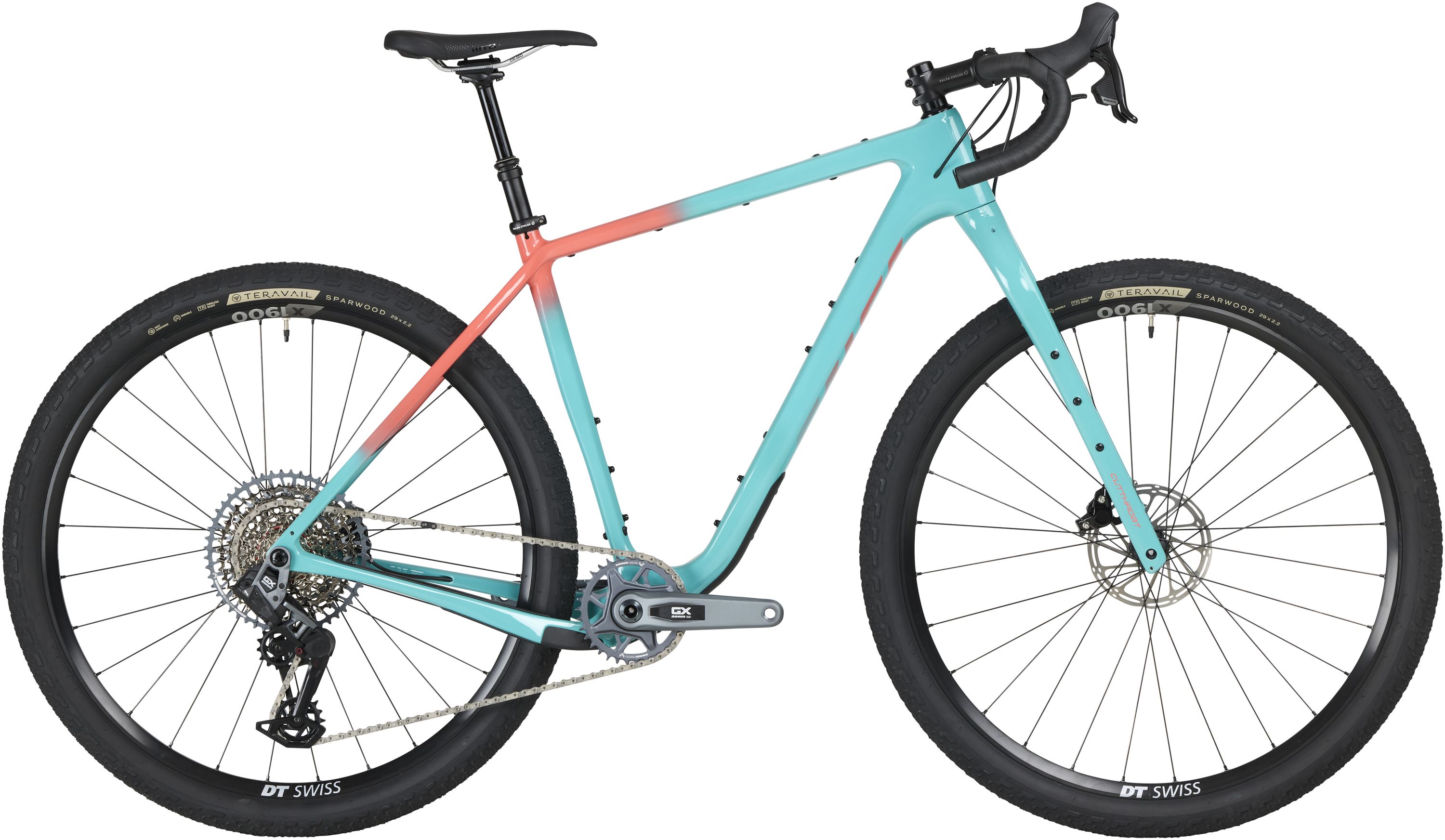 SALSA CUTTHROAT CARBON RIVAL GX AXS TRANSMISSION BIKE, 29", M/56CM, TEAL FADE SALSA CUTTHROAT CARBON RIVAL GX AXS TRANSMISSION BIKE, 29", M/56CM, TEAL FADE