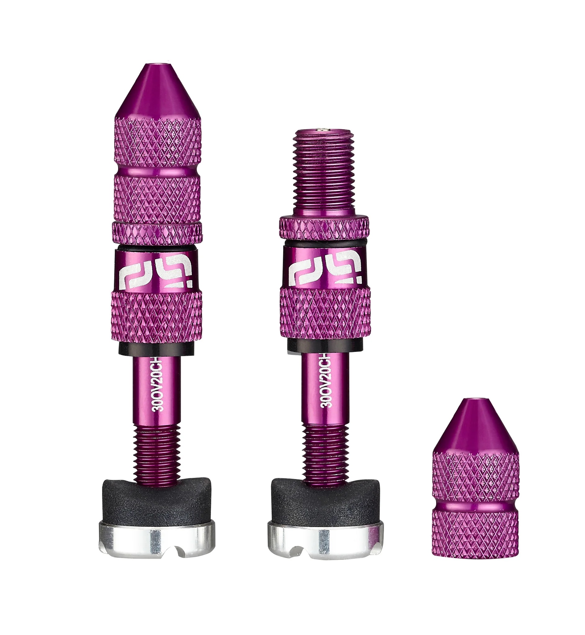 E*THIRTEEN QUICK FILL TUBELESS SCHRADER VALVES, 23-31MM DEPTH, 2 PCS., EGGPLANT E*THIRTEEN QUICK FILL TUBELESS SCHRADER VALVES, 23-31MM DEPTH, 2 PCS., EGGPLANT