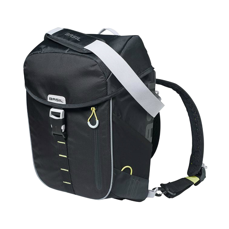 SACOCHE ARRIERE SAC A DOS VELO LATERALE BASIL MILES DAYPACK DROIT-GAUCHE SYSTEME FIXATION HOOK-ON WATERPROOF 17L NOIR LISERET JAUNE FLUO (BANDOULIERE + SAC A DOS) (31X17X44CM) SACOCHE ARRIERE SAC A DOS VELO LATERALE BASIL MILES DAYPACK DROIT-GAUCHE SYSTEME FIXATION HOOK-ON WATERPROOF 17L NOIR LISERET JAUNE FLUO (BANDOULIERE + SAC A DOS) (31X17X44CM)