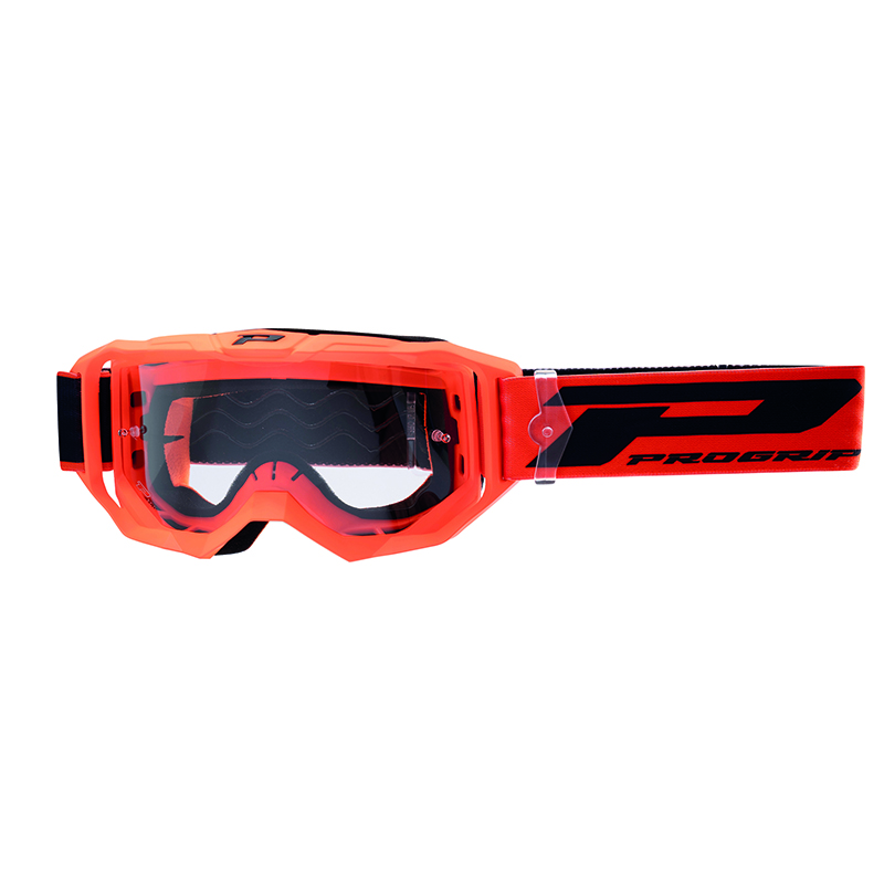 MASQUE-LUNETTES CROSS PROGRIP 3300 TR VISION GO ORANGE FLUO MAT ECRAN TRANSPARENT ANTI-RAYURES-ANTI U.V.-ANTI-BUEE (HOMOLOGUE CE-EN-N° AC-96025 REV.2)
