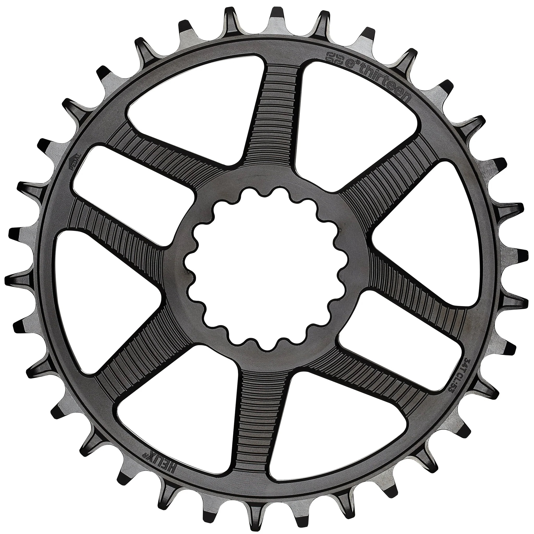 E*THIRTEEN HELIX R GUIDERING DIRECT MOUNT CHAINRING, 34 T., 52/55MM FLIP FLOP, 11/12-SPD, BLACK