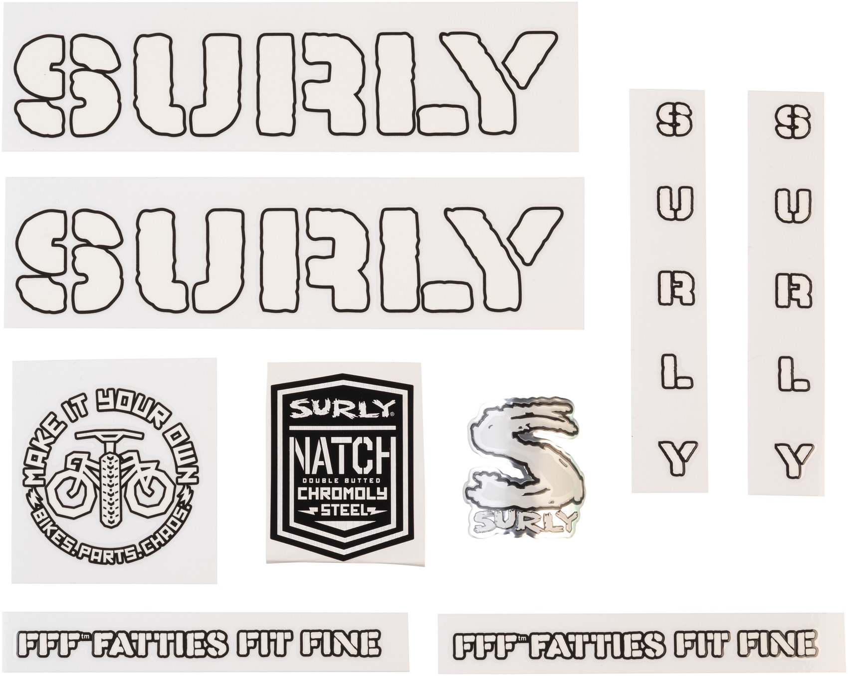 SURLY OVERSPRAY MAKE IT YOUR OWN DECAL SET, WHITE