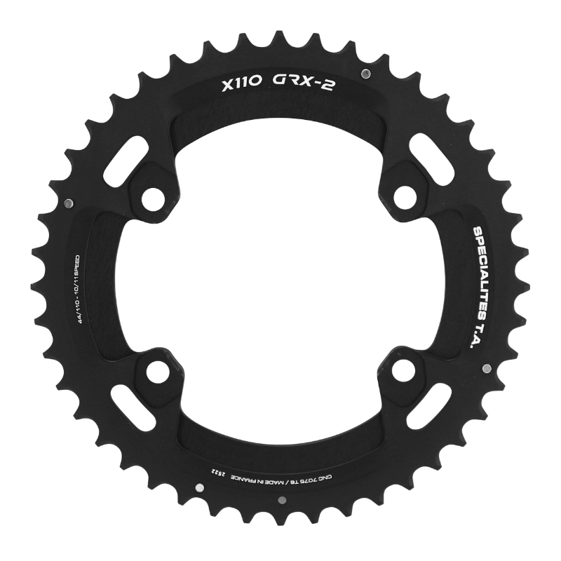 PLATEAU GRAVEL 4BRA D.110 POUR SHIMANO GRX DOUBLE TA X110 EXTERIEUR 44DTS COMPATIBLE RX600-RX810 NOIR 10-11V. PLATEAU GRAVEL 4BRA D.110 POUR SHIMANO GRX DOUBLE TA X110 EXTERIEUR 44DTS COMPATIBLE RX600-RX810 NOIR 10-11V.