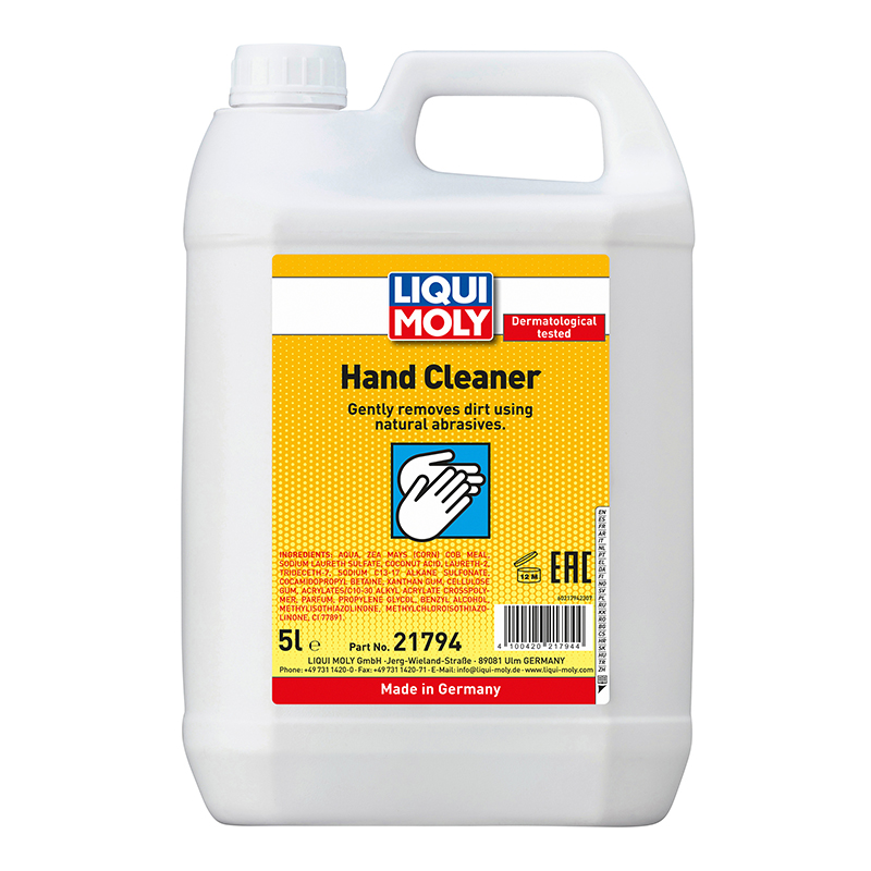 SAVON-NETTOYANT MAINS LIQUI MOLY HAND CLEANER (BIDON 5 L) -TESTE DERMATOLOGIQUEMENT- SAVON-NETTOYANT MAINS LIQUI MOLY HAND CLEANER (BIDON 5 L) -TESTE DERMATOLOGIQUEMENT-