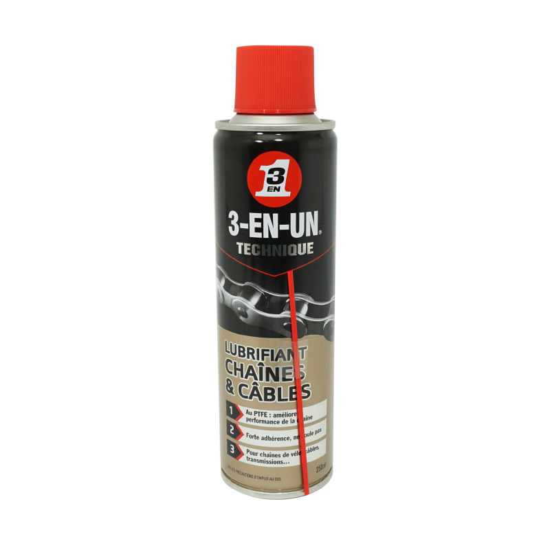 LUBRIFIANT 3-EN-UN PTFE POUR CHAINE ET CABLE (AEROSOL 250 ML) LUBRIFIANT 3-EN-UN PTFE POUR CHAINE ET CABLE (AEROSOL 250 ML)