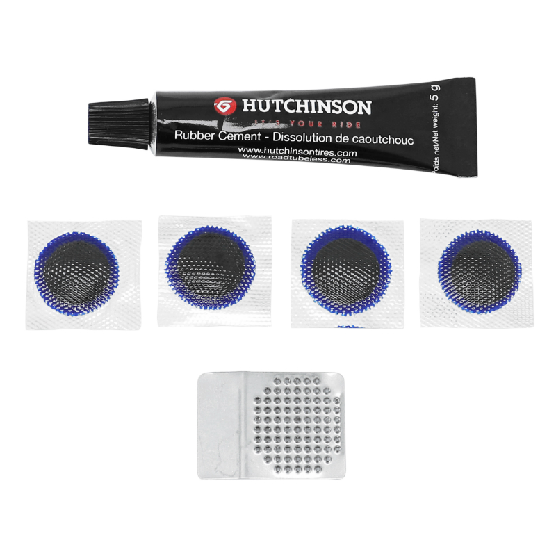 KIT REPARATION PNEU TUBELESS ROUTE HUTCHINSON PAR L'INTERIEUR AVEC RUSTINES - BOITE (COLLE 3G + 4 PATCHS 17MM) KIT REPARATION PNEU TUBELESS ROUTE HUTCHINSON PAR L'INTERIEUR AVEC RUSTINES - BOITE (COLLE 3G + 4 PATCHS 17MM)