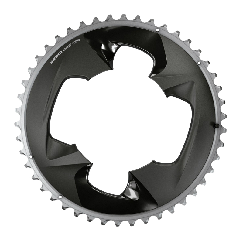 PLATEAU ROUTE 4BRA D.107 POUR SRAM ORIGINE 46DTS EXTERIEUR FORCE AXS ALU GRIS-NOIR 12V. PLATEAU ROUTE 4BRA D.107 POUR SRAM ORIGINE 46DTS EXTERIEUR FORCE AXS ALU GRIS-NOIR 12V.