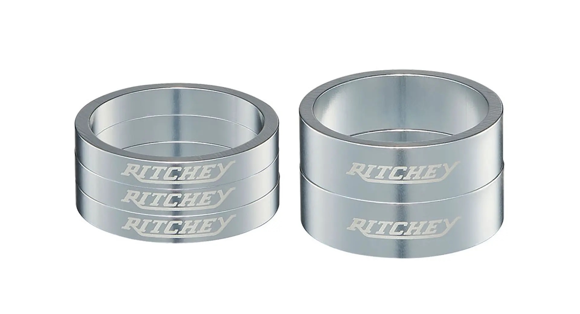 RITCHEY SPACER SET, 1 1/8"/28.6, 2X10MM/3X5MM, HP SILVER