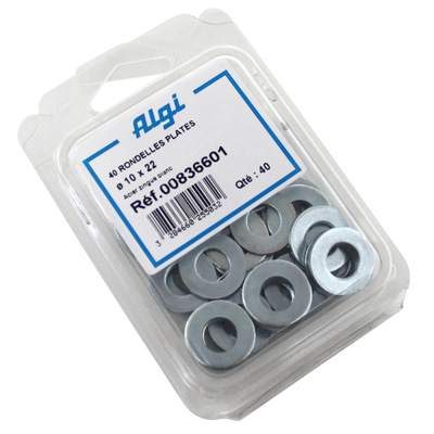 RONDELLE PLATE ACIER DIAM 10X22 (BLISTER DE 40) (00836601) -ALGI- RONDELLE PLATE ACIER DIAM 10X22 (BLISTER DE 40) (00836601) -ALGI-