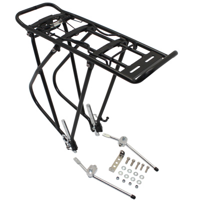 PORTE BAGAGE VELO ARRIERE A TRINGLES P2R ALU NOIR REGLABLE 28"-26"-24'' POUR CYCLOTOURISTE PORTE BAGAGE VELO ARRIERE A TRINGLES P2R ALU NOIR REGLABLE 28"-26"-24'' POUR CYCLOTOURISTE