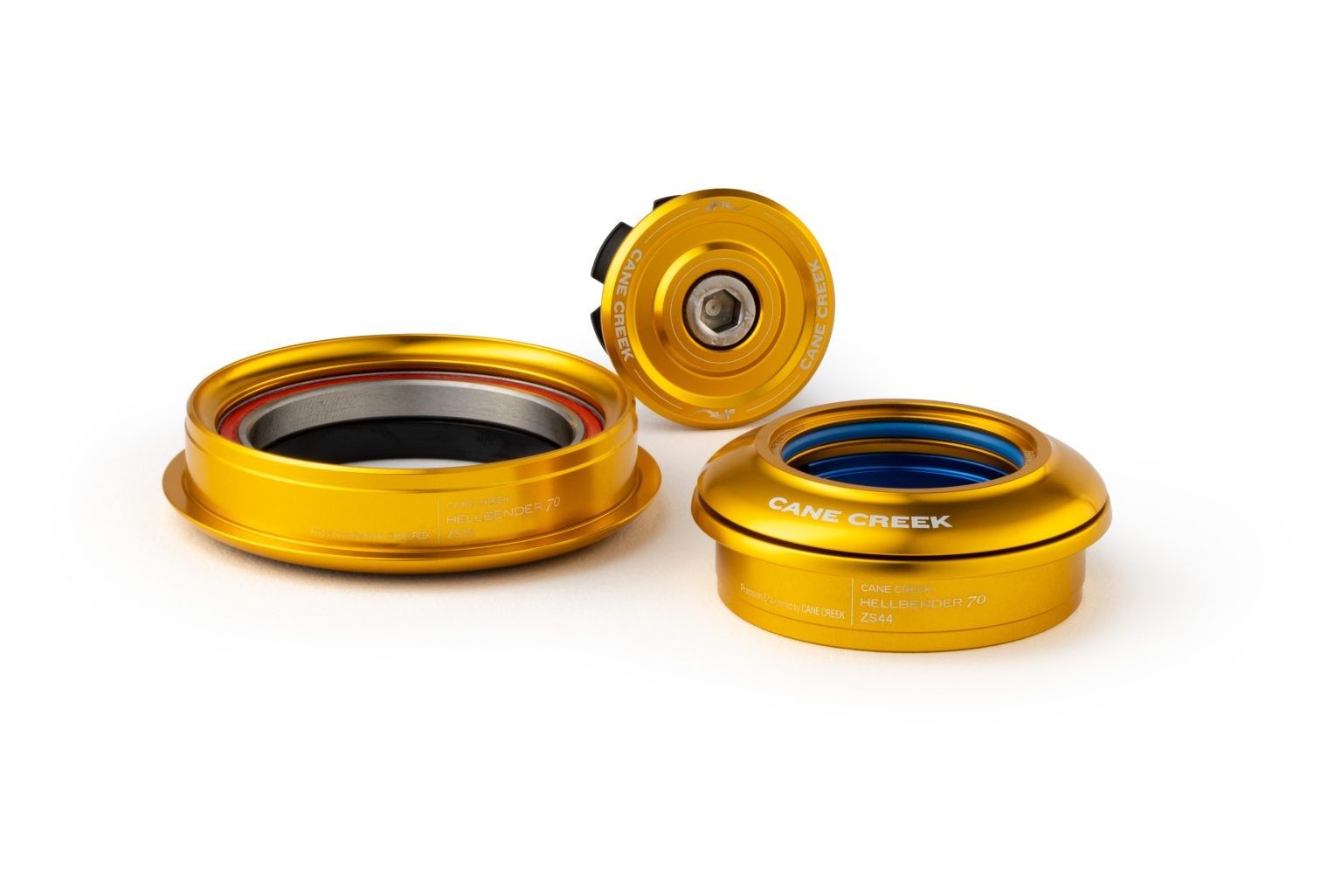 CANE CREEK HELLBENDER 70 TAPERED HEADSET, 1 1/8"-1.5", ZS44/28.6/H8 | ZS56/40, SHORT, GOLD CANE CREEK HELLBENDER 70 TAPERED HEADSET, 1 1/8"-1.5", ZS44/28.6/H8 | ZS56/40, SHORT, GOLD