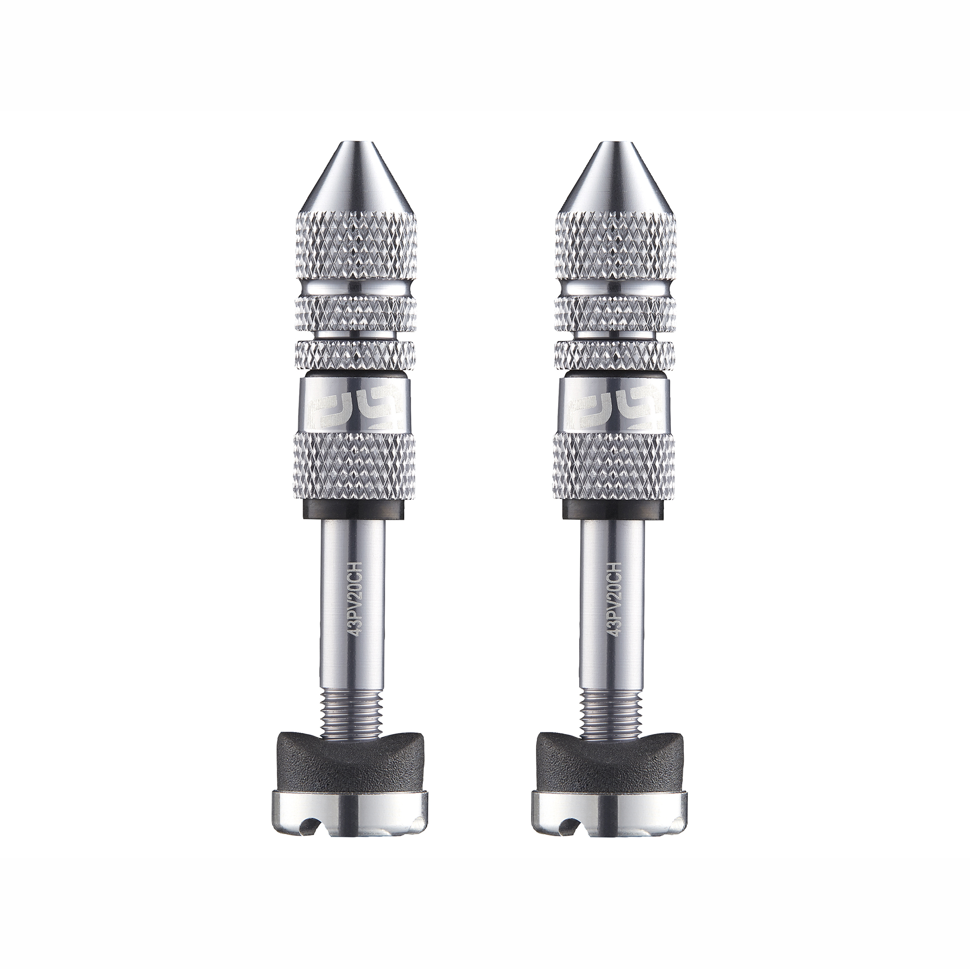 E*THIRTEEN QUICK FILL TUBELESS SCHRADER VALVES, 23-31MM DEPTH, 2 PCS., SILVER