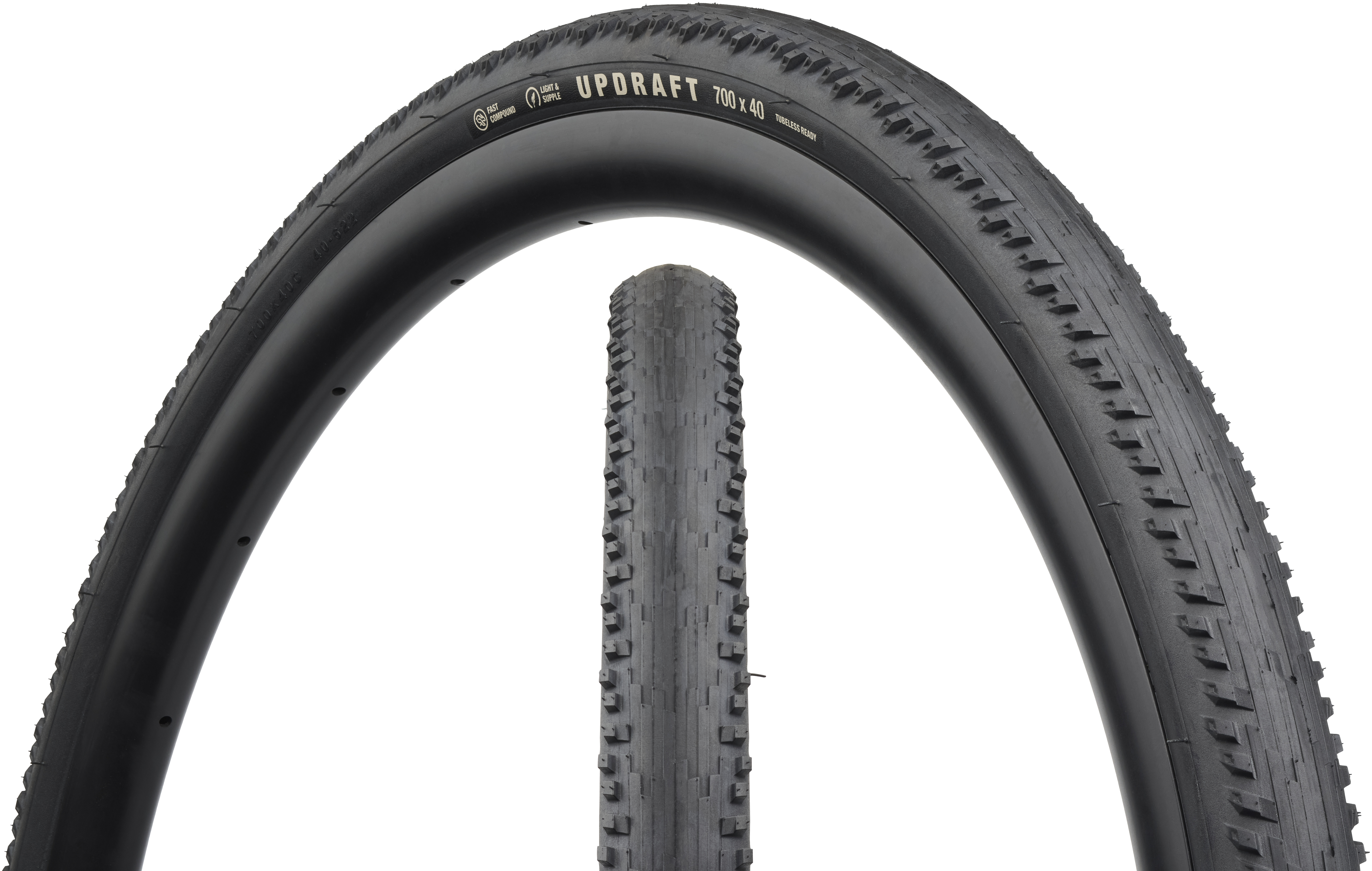 TERAVAIL UPDRAFT LIGHT & SUPPLE FOLDING TIRE, 700X35C, 35-622, FAST COMPOUND, TUBELESS, BLACK TERAVAIL UPDRAFT LIGHT & SUPPLE FOLDING TIRE, 700X35C, 35-622, FAST COMPOUND, TUBELESS, BLACK